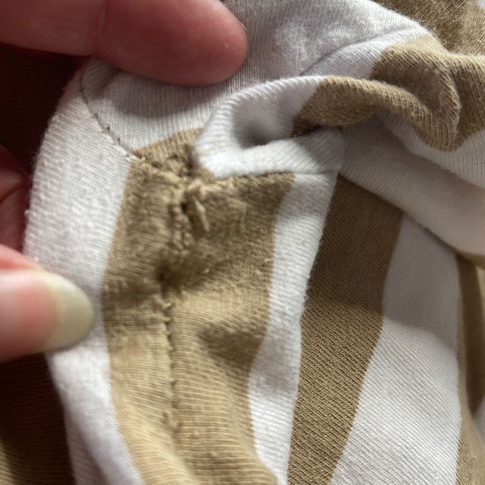 Denim & Flower Men's Cotton T-Shirt Stripes Short Sleeve Crewneck Tan Size XL - Picture 13 of 13